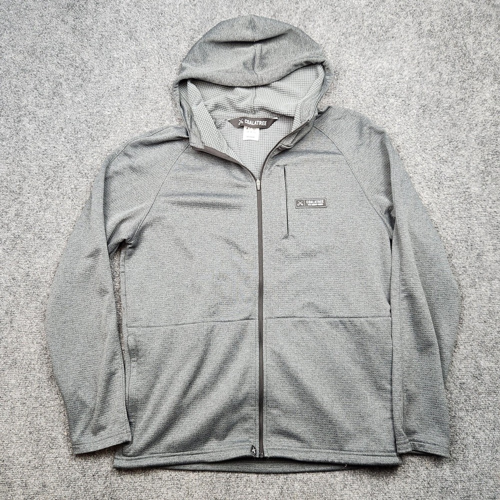 Coalatree Hoodie Sweatshirt Mens Medium Gray Full Zip Grid Fleece Jacket